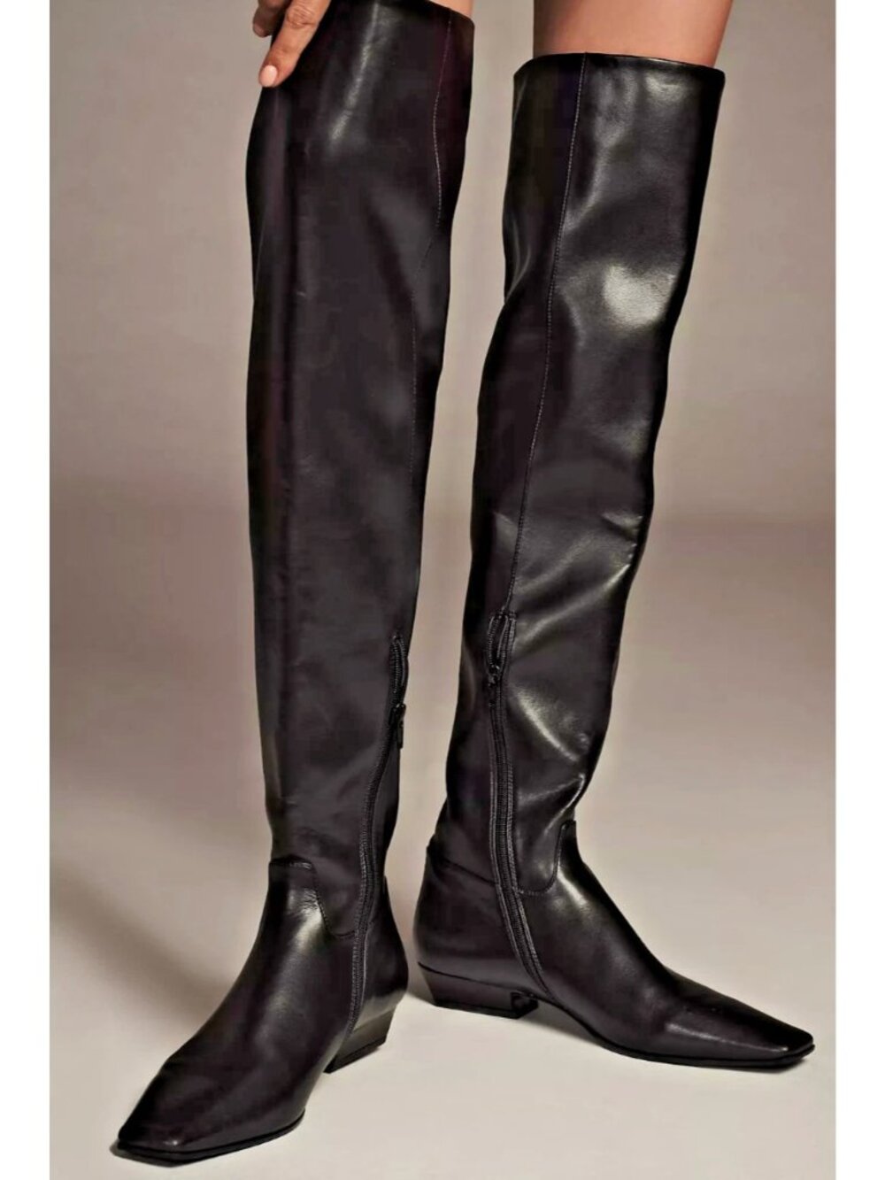 ANTHROPOLOGIE Jeffrey Campbell ICHABOD OVER THE KNEE LEATHER Boots BLACK 5 M